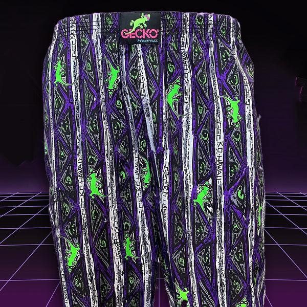 Gecko Hawaii Purple Stripe Gecko Beach Pants