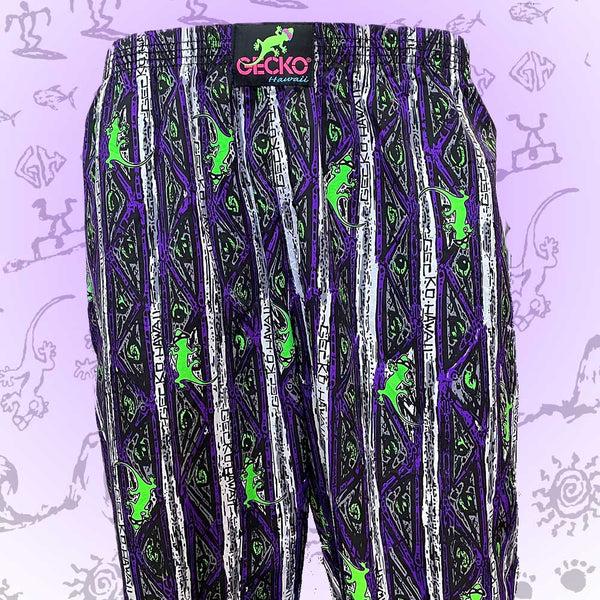 Gecko Hawaii Purple Stripe Gecko Beach Pants