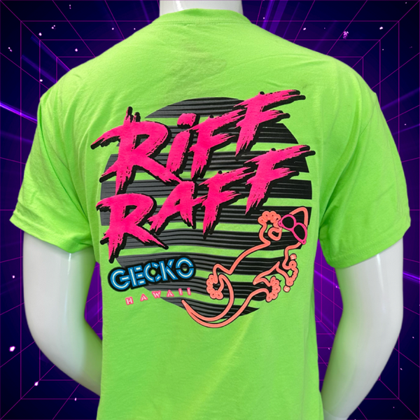 gecko hawaii Riff Raff Circle- Neon Green tee