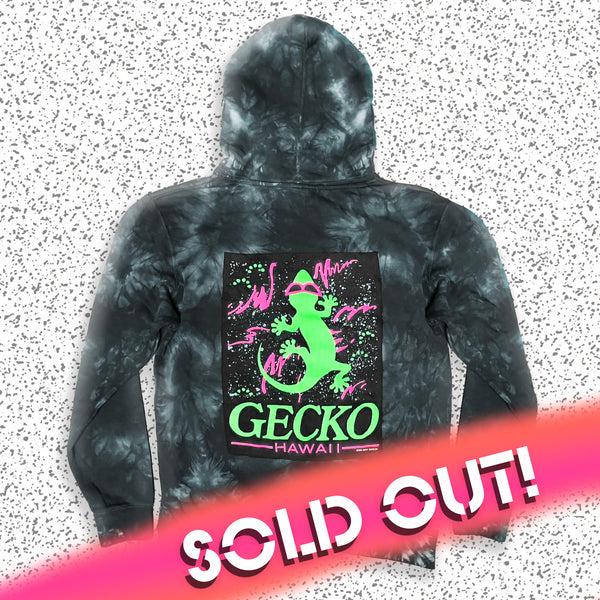 gecko hawaii Space Gecko Black Tie Dye Hoodie