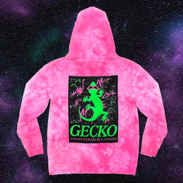 gecko hawaii Space Gecko Pink Tie Dye Hoodie