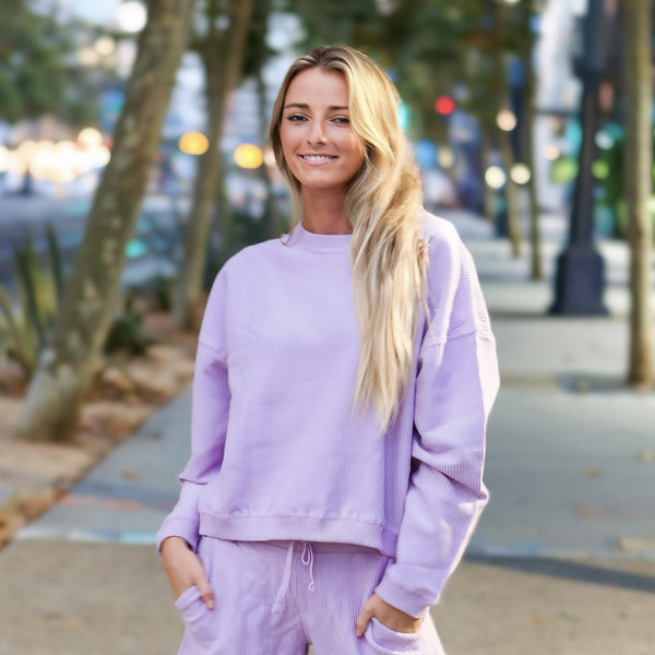 gecko hawaii The Molly Top - L/S Lilac Corduroy Crew