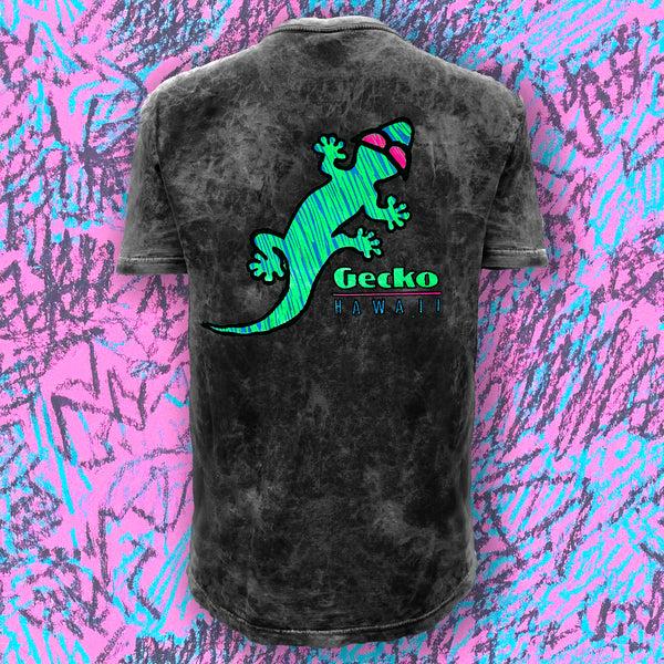 gecko hawaii Gecko High Lighter Black Acid Wash Tee