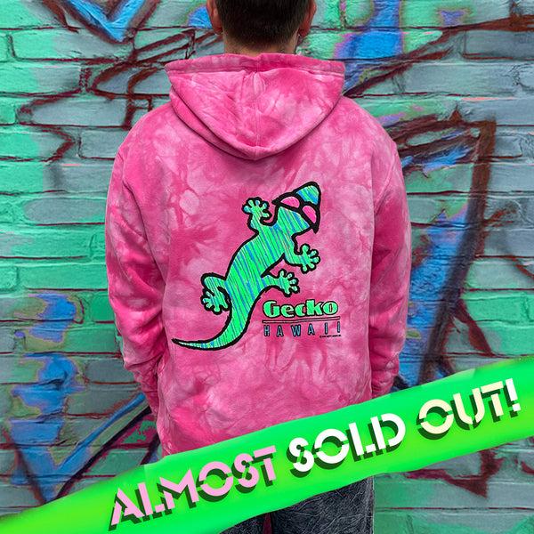 gecko hawaii Gecko High Lighter - Neon Pink Tie Dye Hoodie