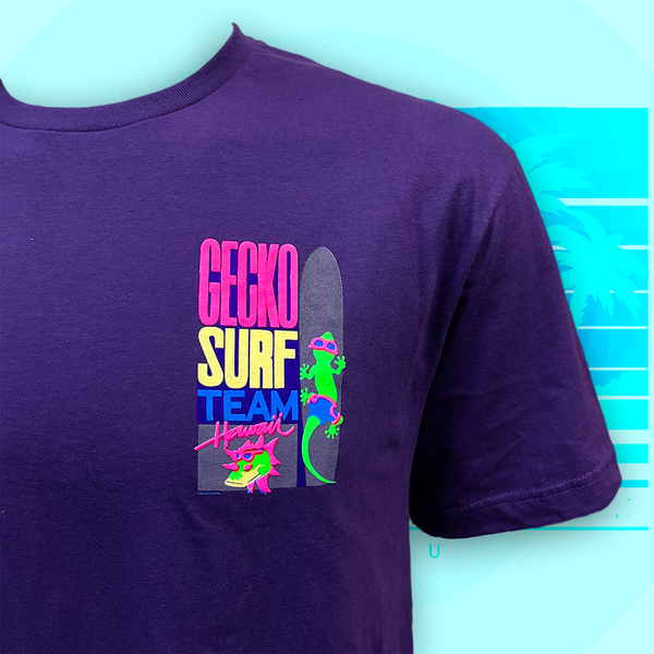 Gecko Hawaii Gecko Surf Team '89 - Grape Smash Cotton Beach Tee