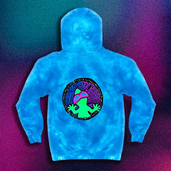 gecko hawaii Gecko Swirl Neon Aqua Blue Tie Dye Hoodie