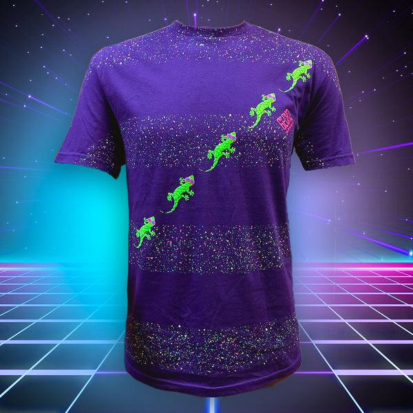 gecko hawaii Gecko Trail - 1987 Purple SPLATTER Stripe Beach Tee