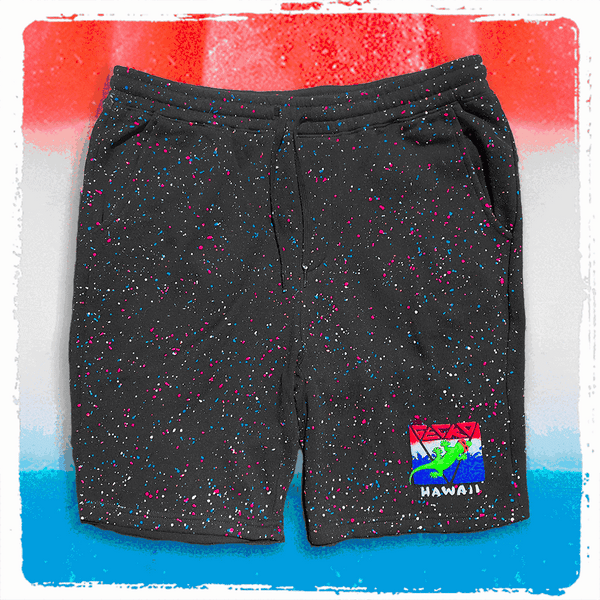 gecko hawaii Gecko USA SPLATTER Glow In The Dark Black Shorts
