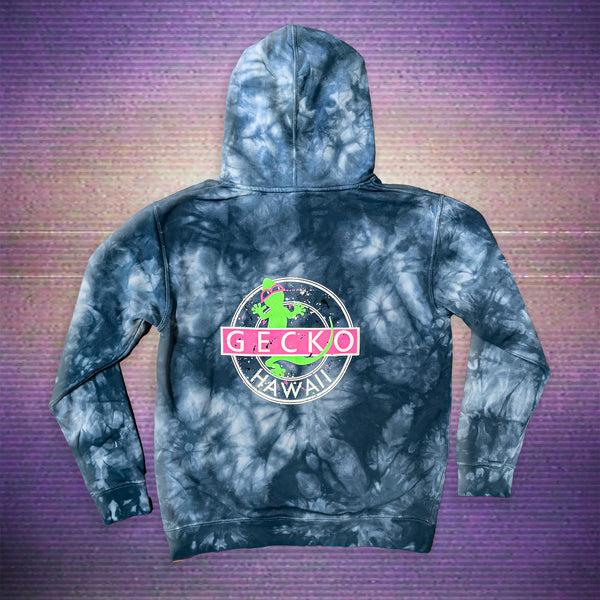 Gecko Hawaii Gecko Vinyl 1980 Navy Blue Tie Dye Hoodie
