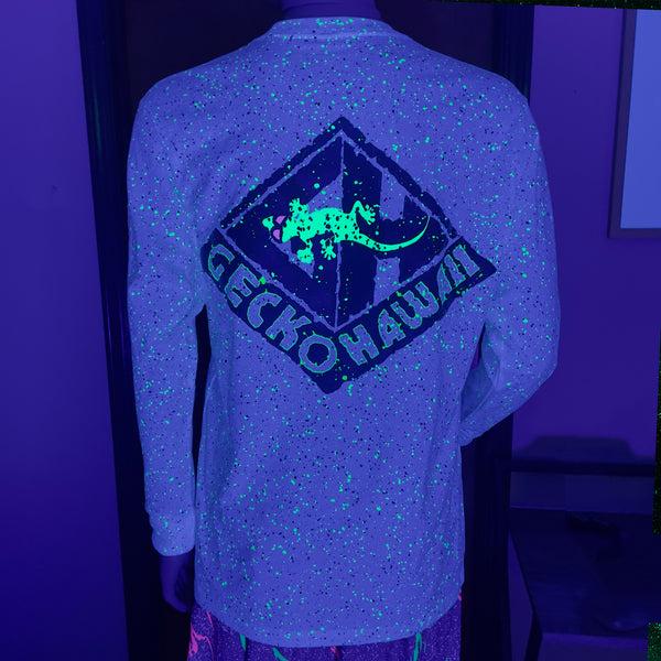 Gecko Hawaii Glow In The Dark Space Dust Splatter Long Sleeve