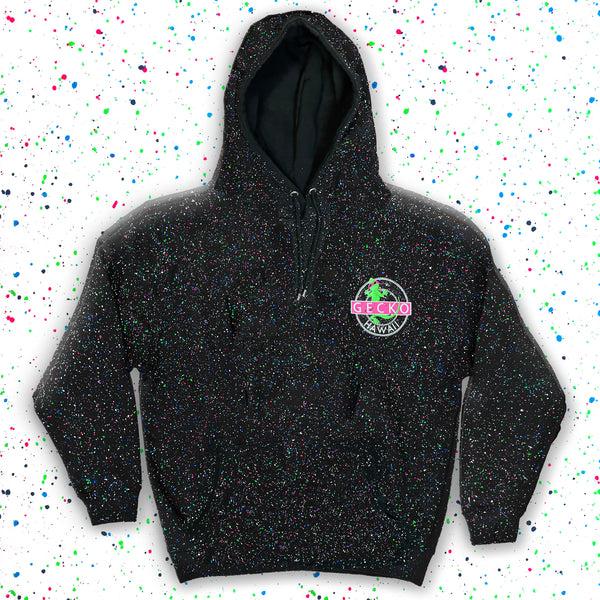 Gecko Hawaii Glow In The Dark Splatter Gecko Vinyl Hoodie