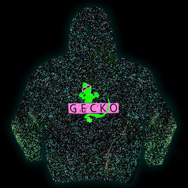 Gecko Hawaii Glow In The Dark Splatter Gecko Vinyl Hoodie