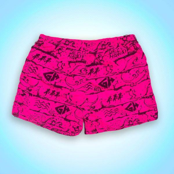 Gecko Hawaii Iconic Gecko Wall Hot Pink Volley Shorts