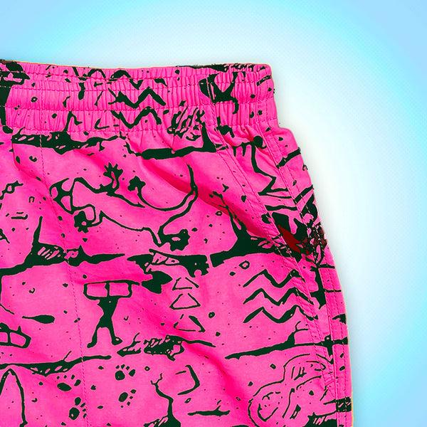 Gecko Hawaii Iconic Gecko Wall Hot Pink Volley Shorts