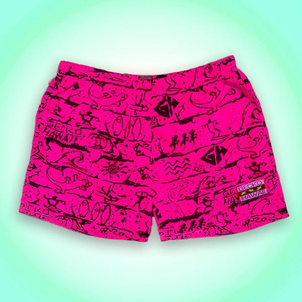 gecko hawaii Iconic Gecko Wall Hot Pink Volley Shorts