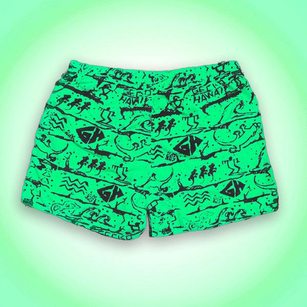 Gecko Hawaii Iconic Gecko Wall Neon Green Volley Shorts