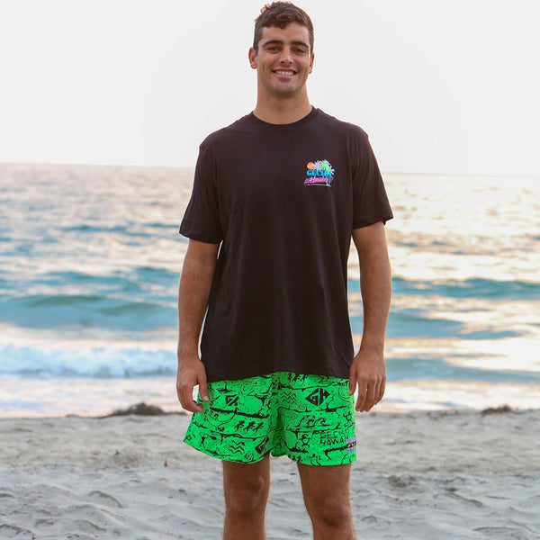 Gecko Hawaii Iconic Gecko Wall Neon Green Volley Shorts