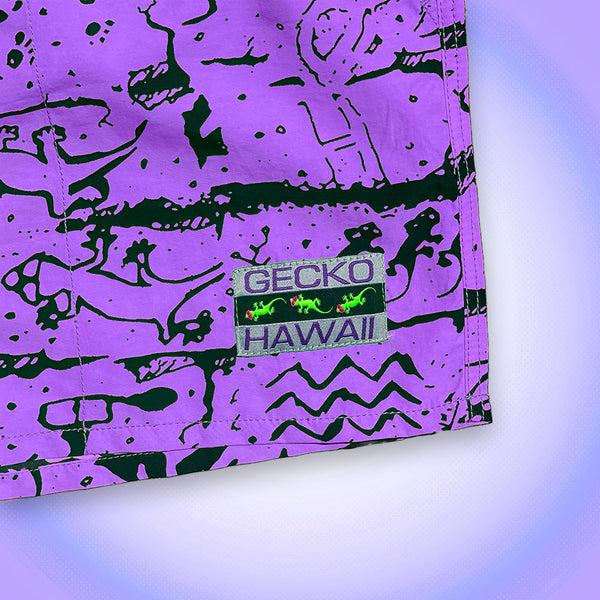 Gecko Hawaii Iconic Gecko Wall Neon Purple Volley Shorts