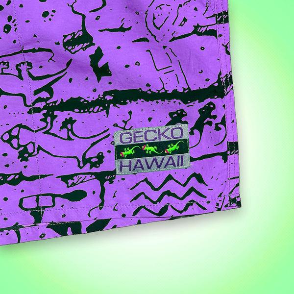 Gecko Hawaii Iconic Gecko Wall Neon Purple Volley Shorts