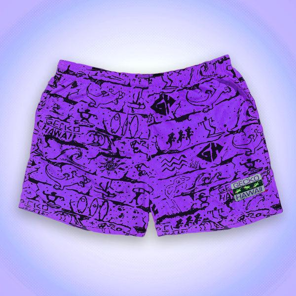 gecko hawaii Iconic Gecko Wall Neon Purple Volley Shorts