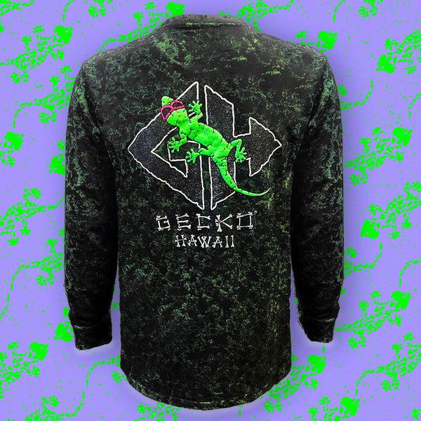 Gecko Hawaii Lava Rock - 1988 GITD Sponge Paint Long Sleeve (Limited Edition)