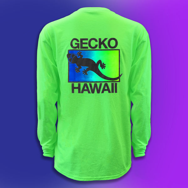 gecko hawaii Neon Drift- Tidal Twist Neon Green Long Sleeve Tee