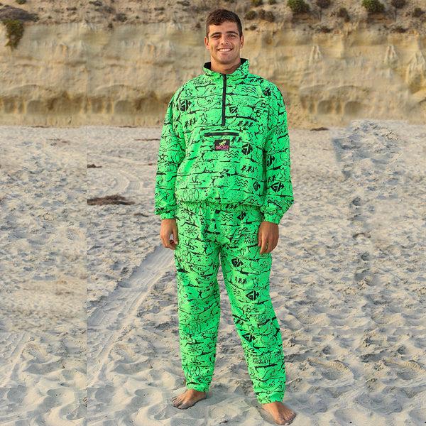 Gecko Hawaii Neon Green Gecko Wall '90's Beach Pants