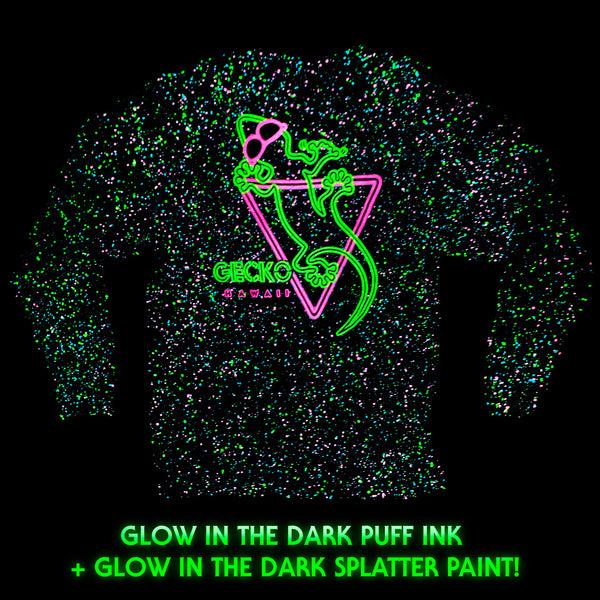 Gecko Hawaii Neon Nightclub Glow-In-The-Dark Retro Splatter