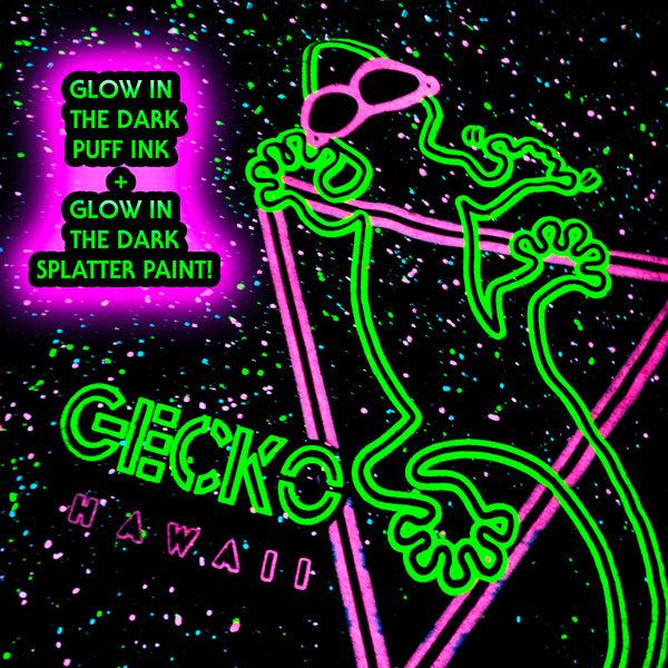 Gecko Hawaii Neon Nightclub Glow-In-The-Dark Retro Splatter