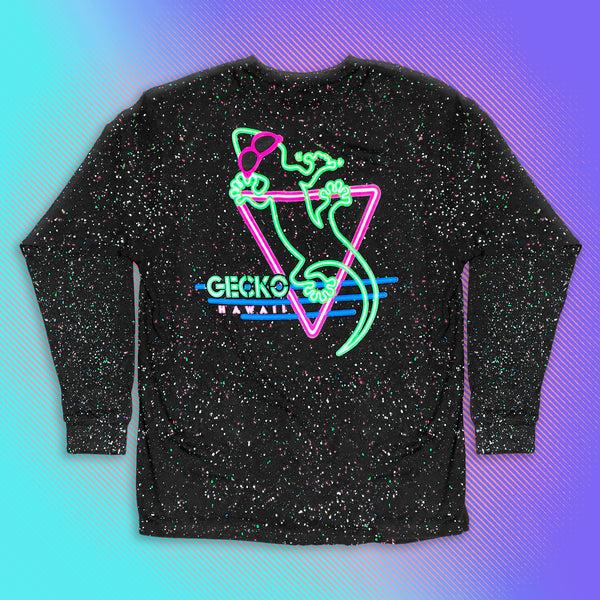 gecko hawaii Neon Nightclub Glow-In-The-Dark Retro Splatter