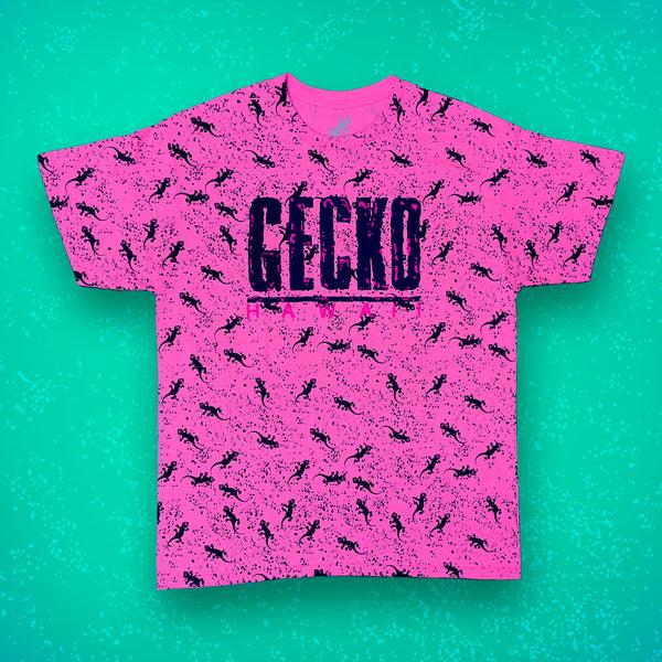 gecko hawaii Neon Pink Forever Gecko Puffed Lava Tee