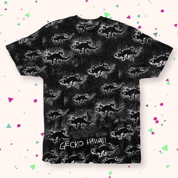 Gecko Hawaii Original Gecko Black Shadow All-Over Tee