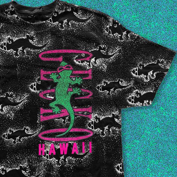 Gecko Hawaii Original Gecko Black Shadow All-Over Tee