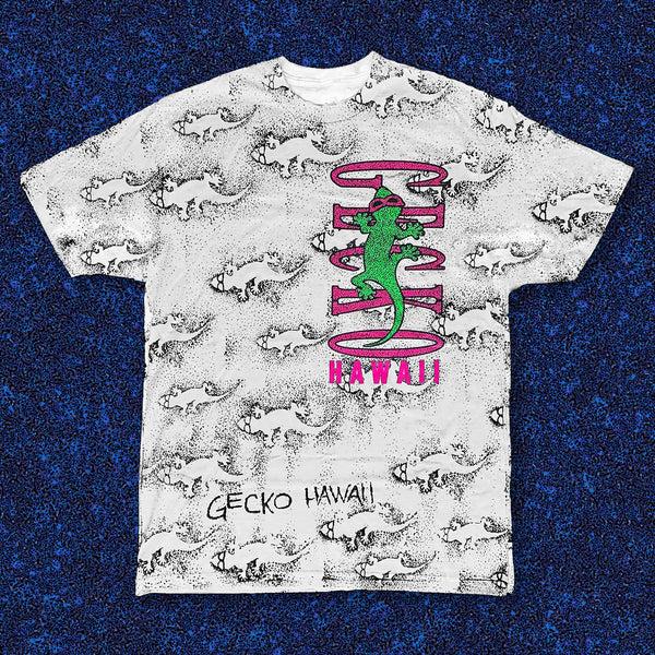 gecko hawaii Original Gecko Shadow All Over White Tee