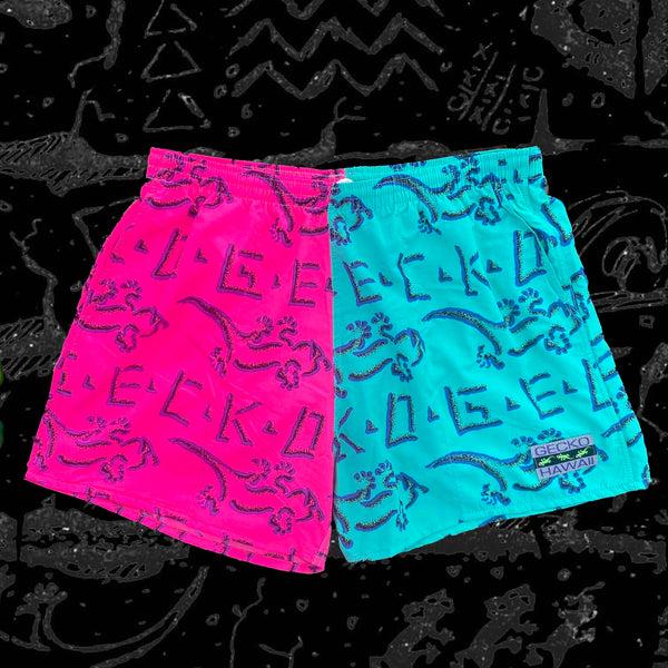 gecko hawaii Original Neon Mint/Pink Split Petro Volley Shorts