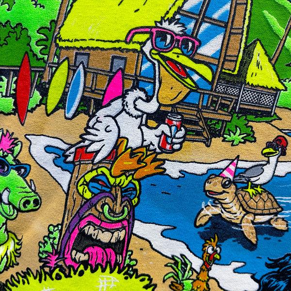 Gecko Hawaii Original Party Animal - 1980's Surfside Cyan Pigment Dyed Tee