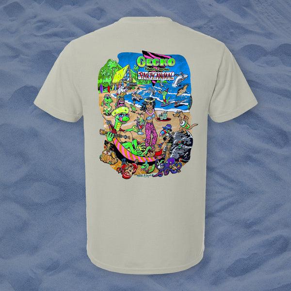 gecko hawaii Original Party Animal - Gecko X Nazar Natural Off-White Beefy Tee
