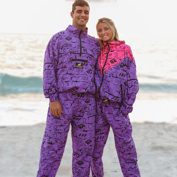 Gecko Hawaii Pink/Purple Gecko Wall "V Full Zip" Windbreaker