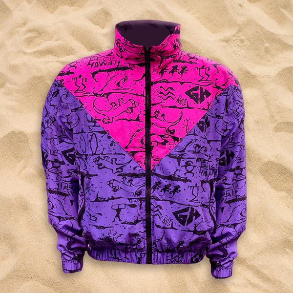 gecko hawaii Pink/Purple Gecko Wall "V Full Zip" Windbreaker
