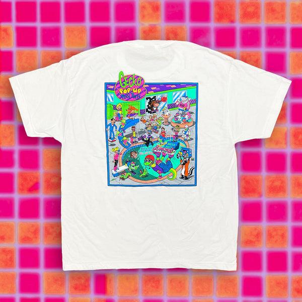 gecko hawaii Pop-Up Pool Party Classic White Beefy Tee