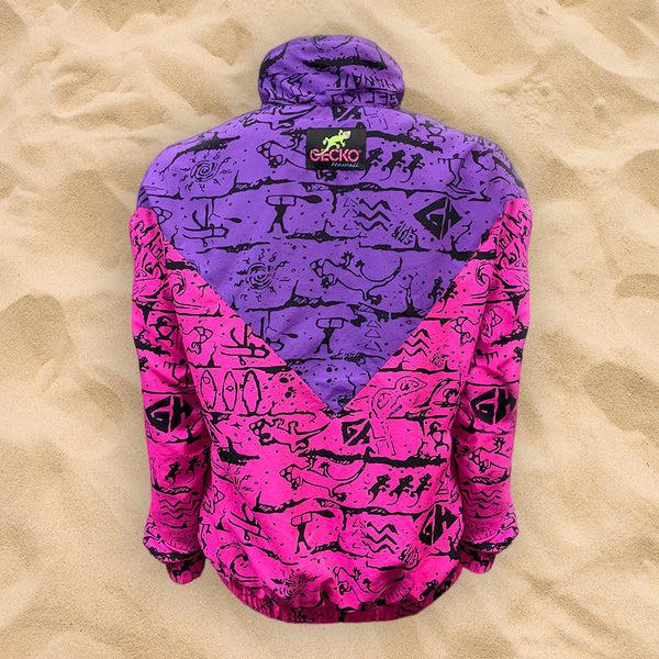Gecko Hawaii Purple/Pink Gecko Wall "V Full Zip" Windbreaker