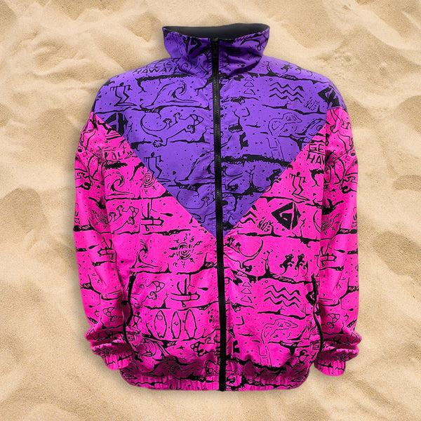 gecko hawaii Purple/Pink Gecko Wall "V Full Zip" Windbreaker