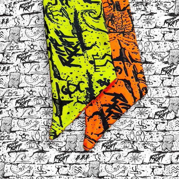 Gecko Hawaii RiFF RaFF X Gecko Reversible Headband "YELLOW SHOCK/ORANGE SHOCK"