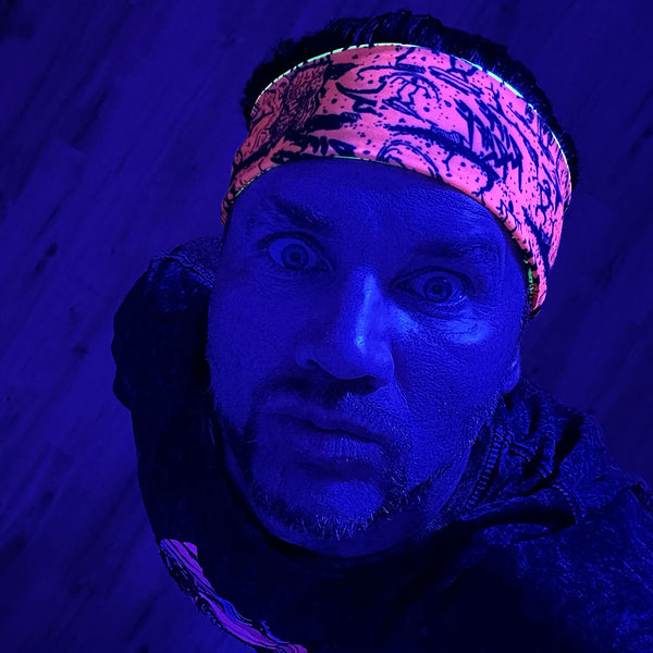 Gecko Hawaii RiFF RaFF X Gecko Reversible Headband "YELLOW SHOCK/ORANGE SHOCK"