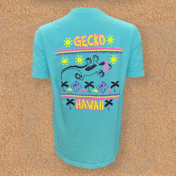 gecko hawaii SECRET - 1989 StitchWave- Surfside Cyan Pigment Dyed Tee