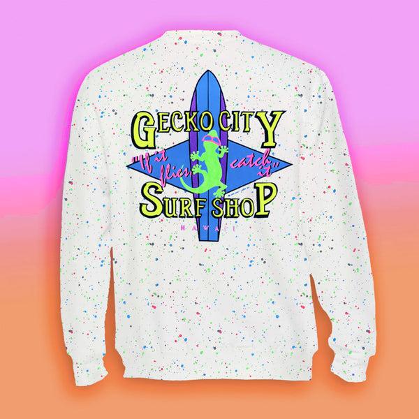 gecko hawaii Secret Glow Splatter - Gecko City Surf Shop 1989 Crew