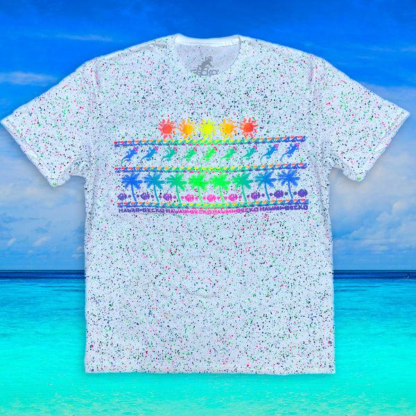 gecko hawaii Surf N' Sun - Summer Splatter White Glow Tee