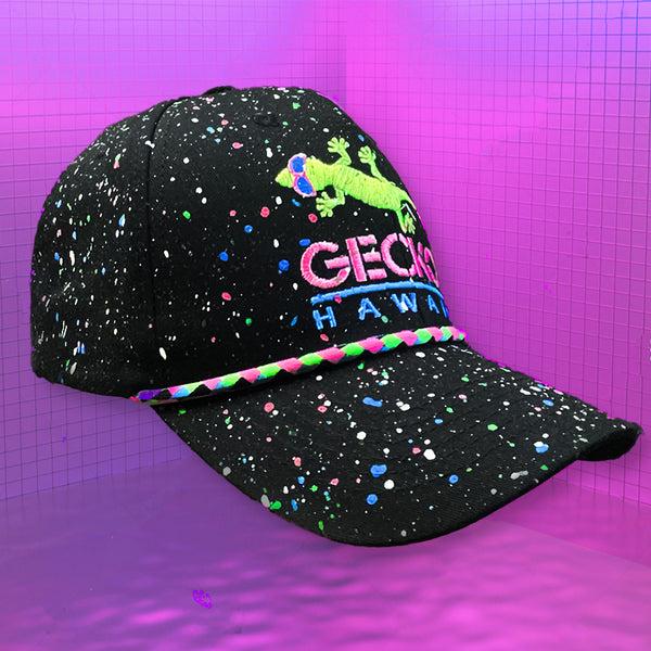 Gecko Hawaii The Retro Rope - Glow-In-The-Dark Splatter Black Hat (LIMITED)