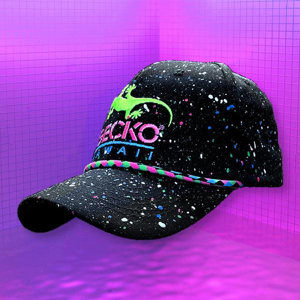 gecko hawaii The Retro Rope - Glow-In-The-Dark Splatter Black Hat (LIMITED)