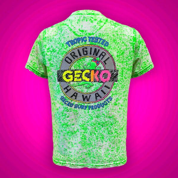 gecko hawaii Tropic Tested - 1980's Sponge Paint Neon Green Glow Tee (Limited Edition)